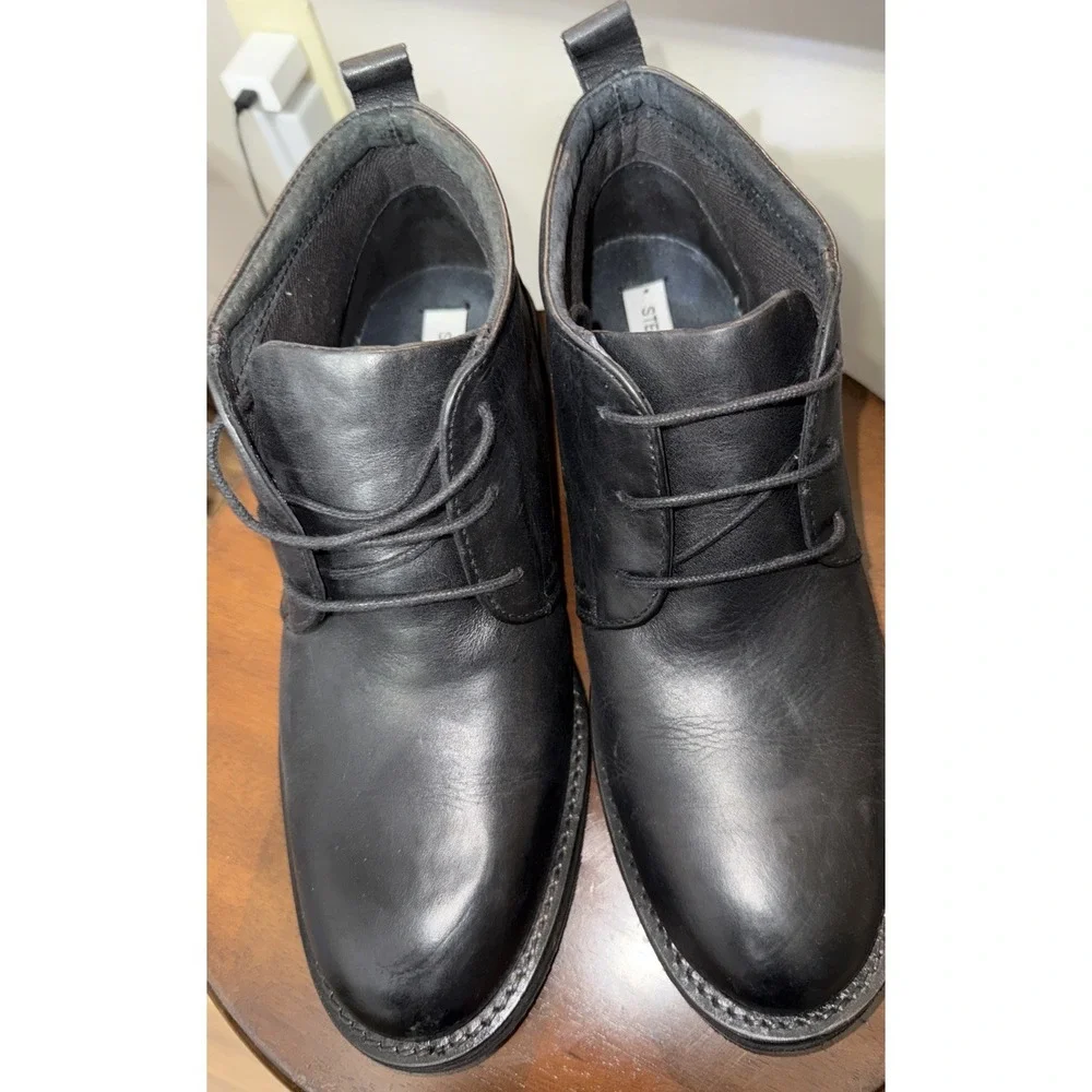 Steve Madden Chaka Men's Black Leather Chukka Ankle Boots Lace Up size 8